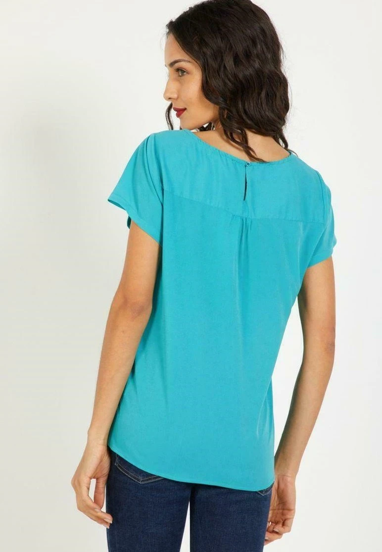 Con Flores Bordadas - Blusa - Azul - Imagen 2