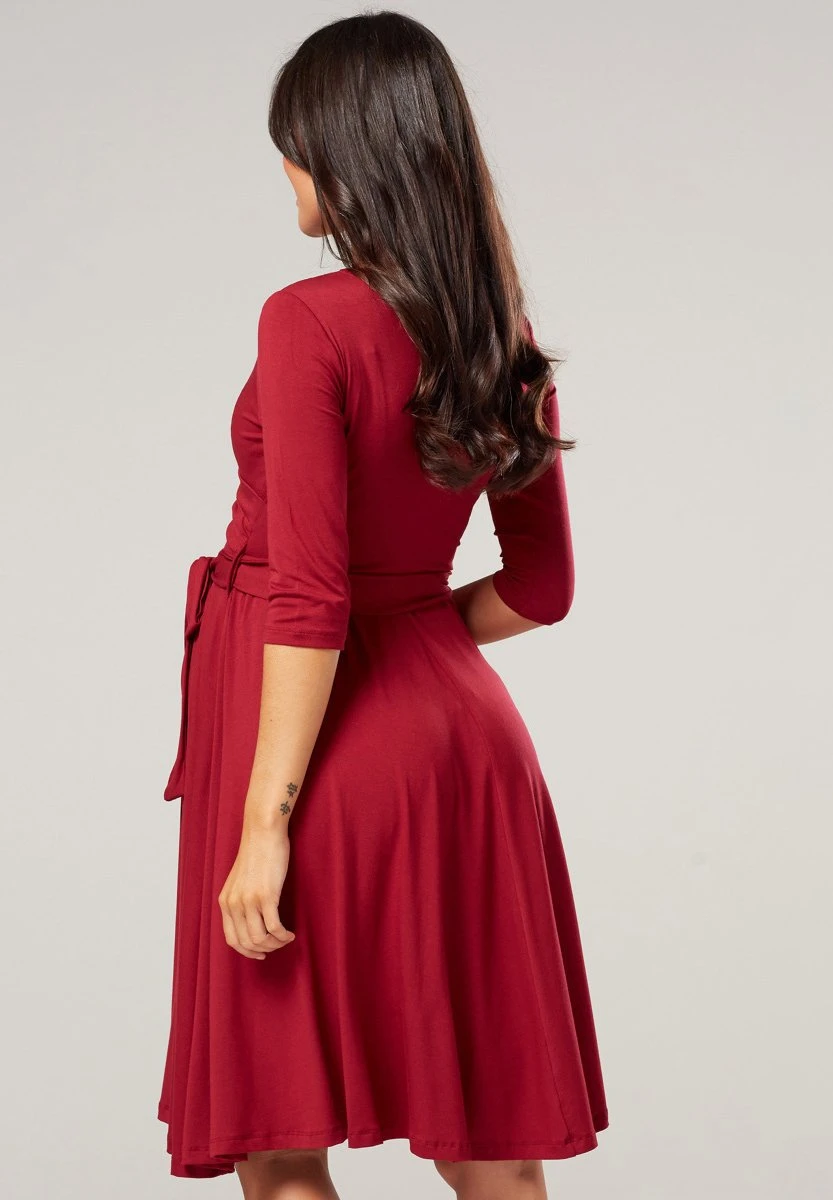 Z Wiązaniem W Talii - Vestido Informal - Rotwein - Imagen 3