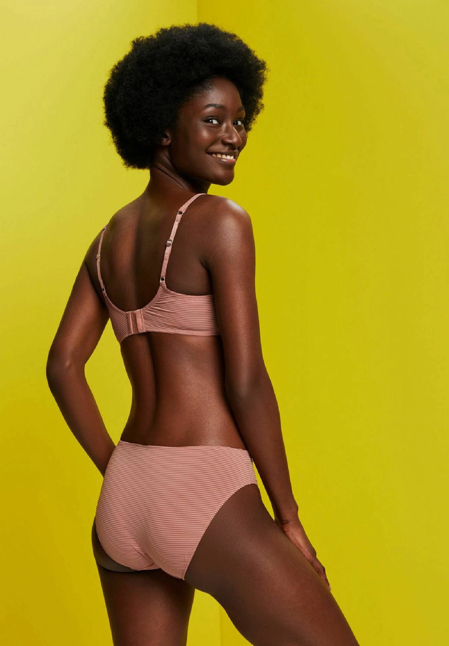 ESPRIT Jaquard Stripe K Par- Top De Bikini - Cinnamon - Imagen 2