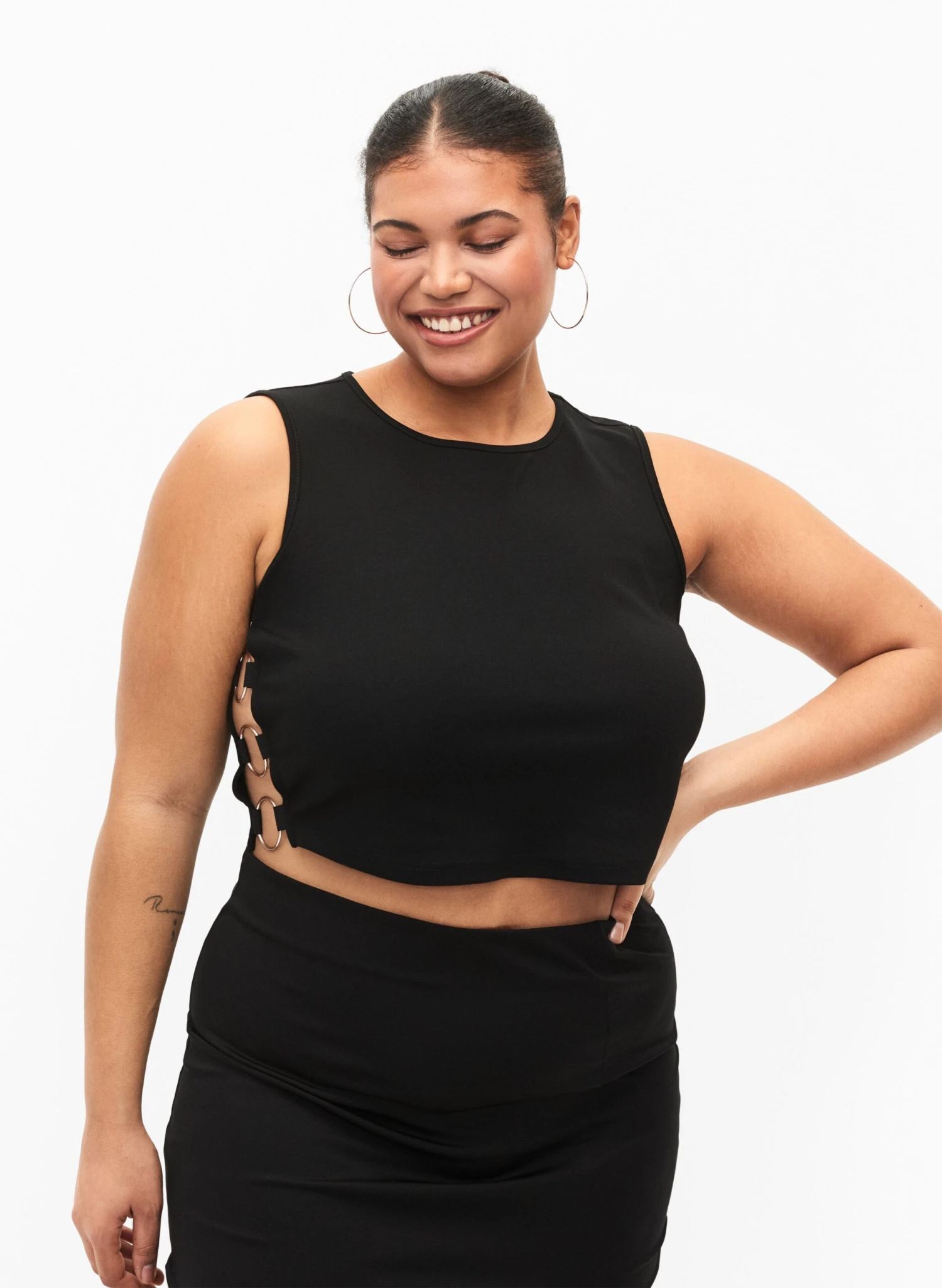 With Open Side Detail - Top - Black