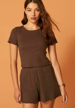 Next Short Sleeve Lettuce Edge Standard - Camiseta Básica - Brown