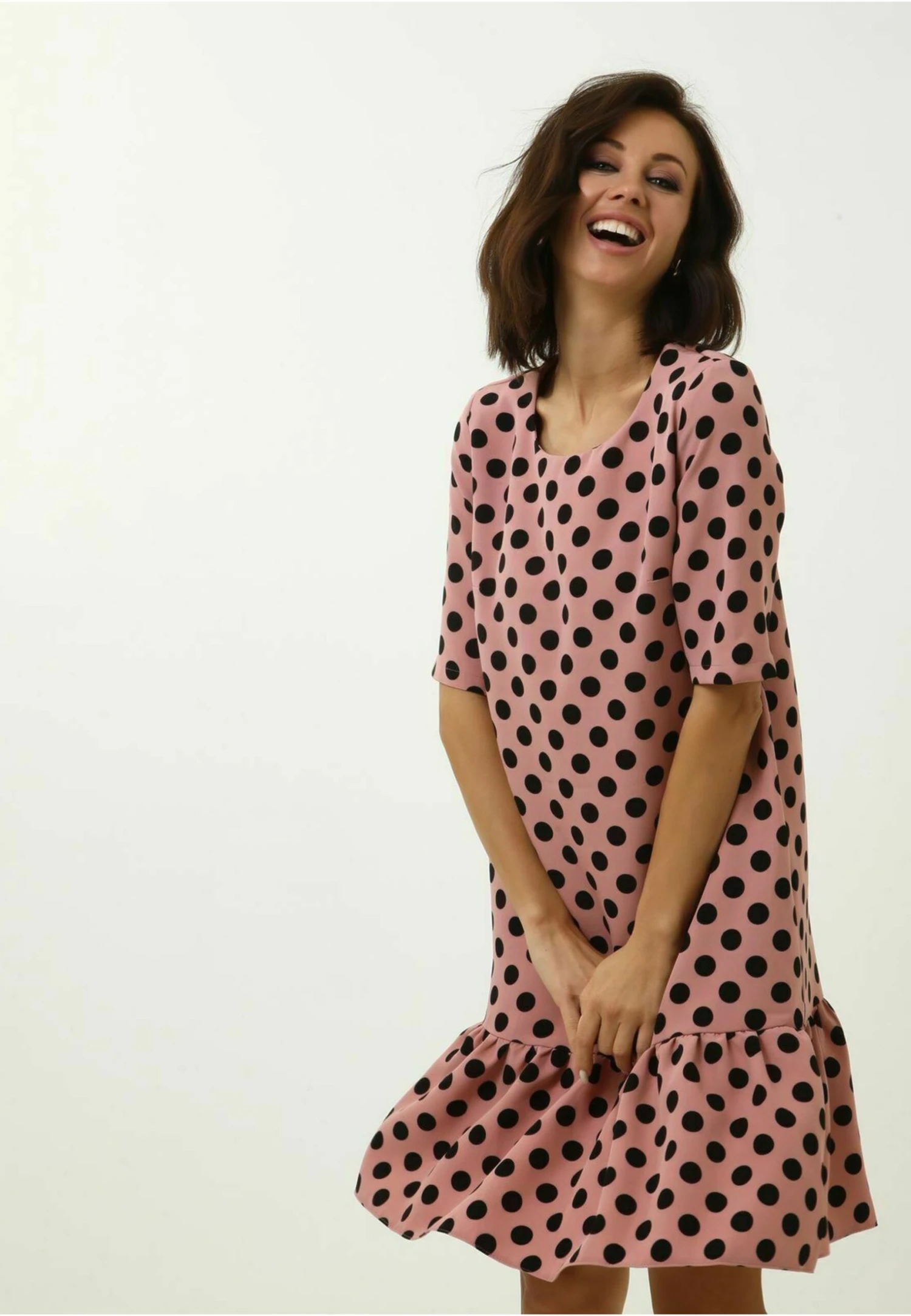 Dreiviertelarm Gerade Mini - Vestido Informal - Salmon - Imagen 3