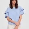 Selected Femme Slfrylie Florence Tee - Camiseta Estampada - Blue Heron