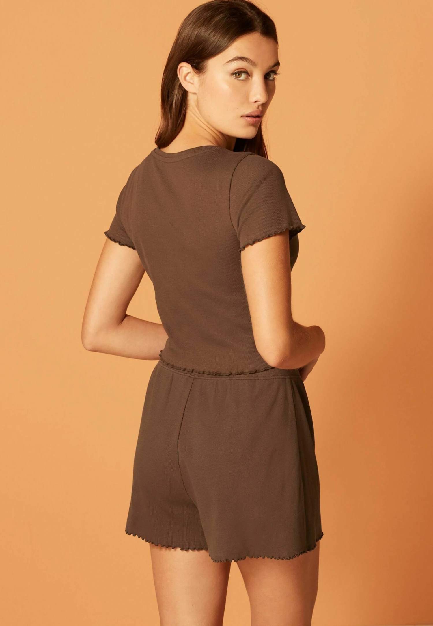 Next Short Sleeve Lettuce Edge Standard - Camiseta Básica - Brown - Imagen 2