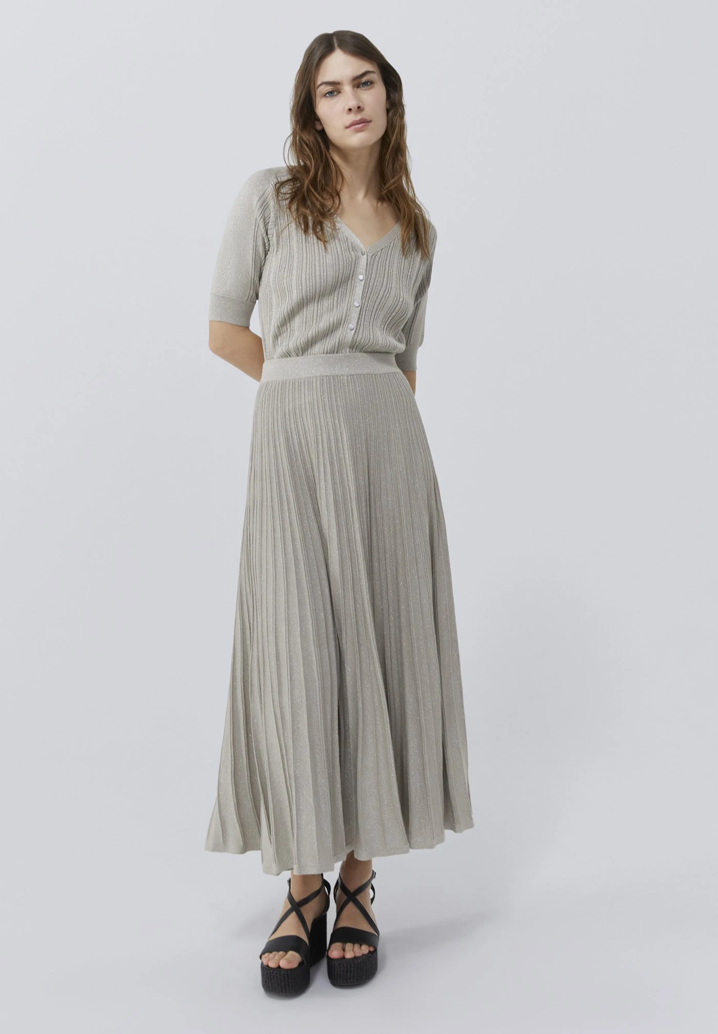 Ikks Mit Lurex - Falda Larga - Silver Grey - Imagen 2