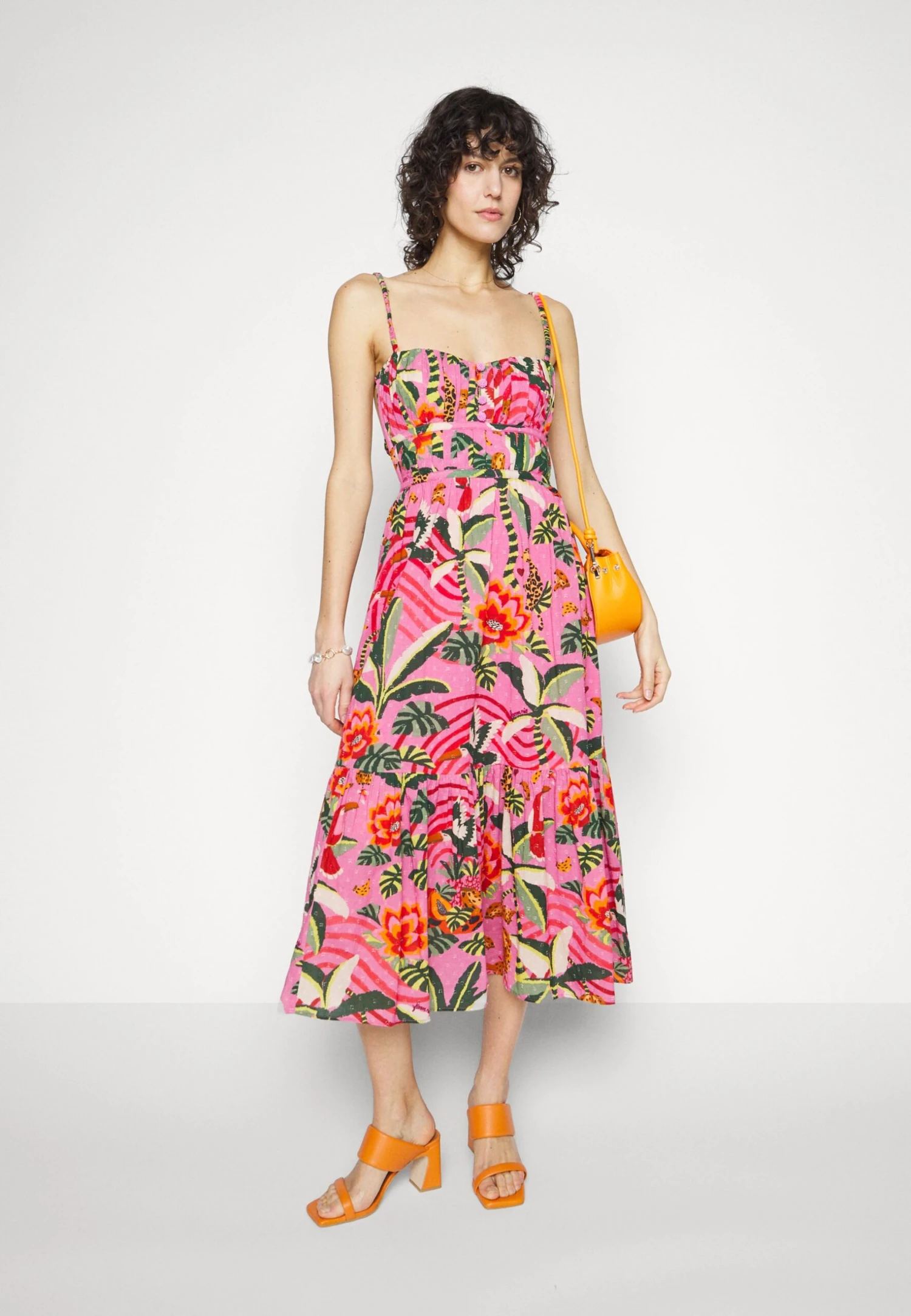 Farm Rio Leopard Midi Dress - Vestido Informal - Forest Pink - Imagen 2