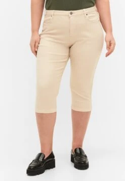 Zizzi Fitting Emily Capri - Shorts Vaqueros - Oatmeal