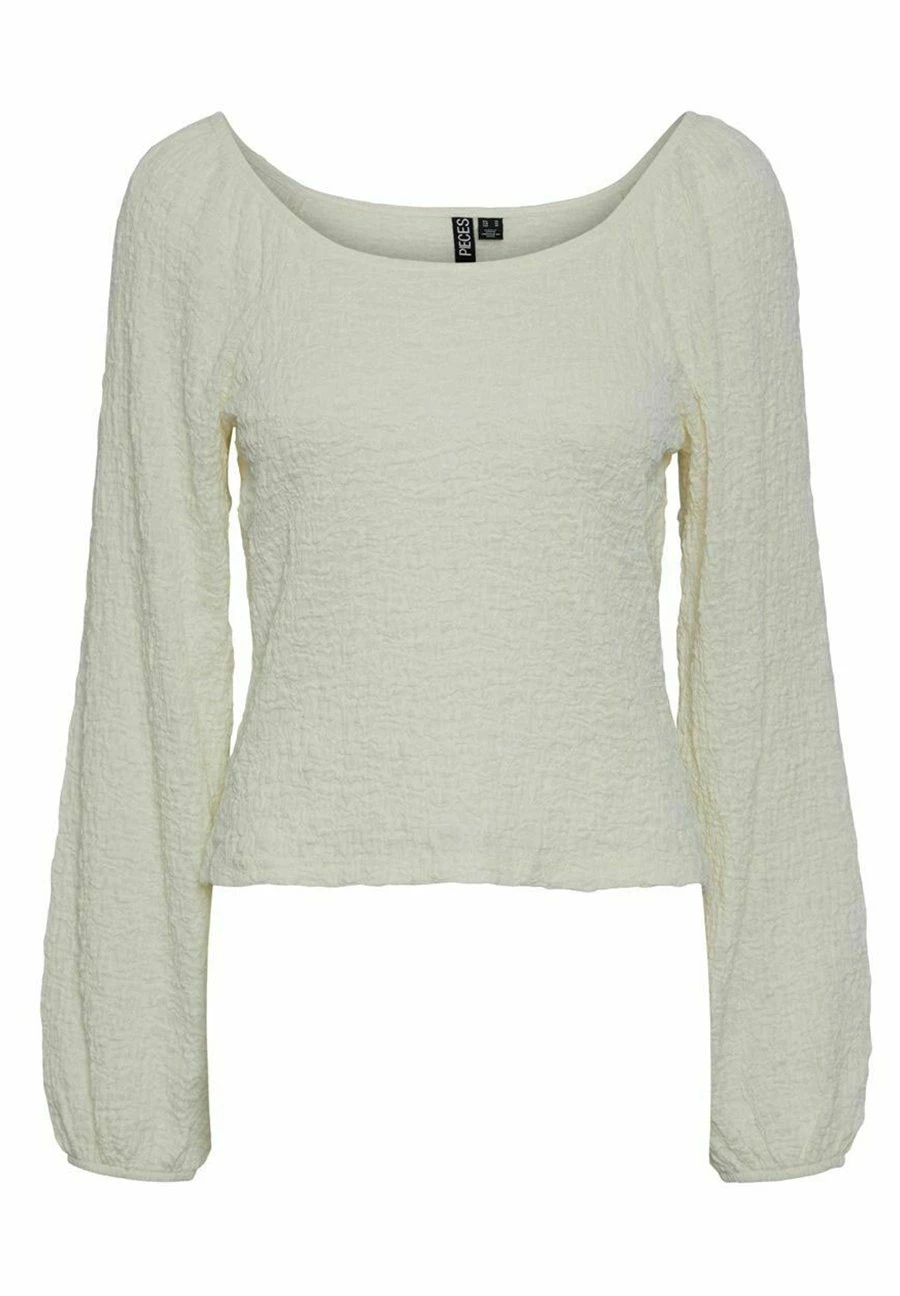 Pieces Mit Langen Ärmeln Pckiera - Camiseta De Manga Larga - Cloud Dancer - Imagen 4