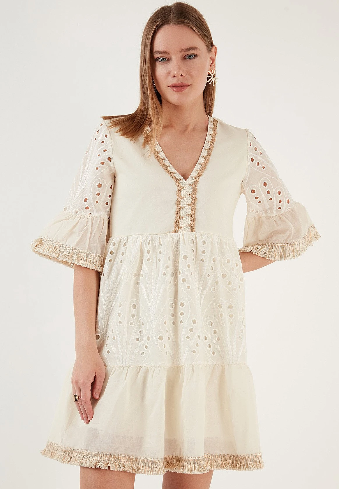 LELA Regular Fit - Vestido Informal - Ecru