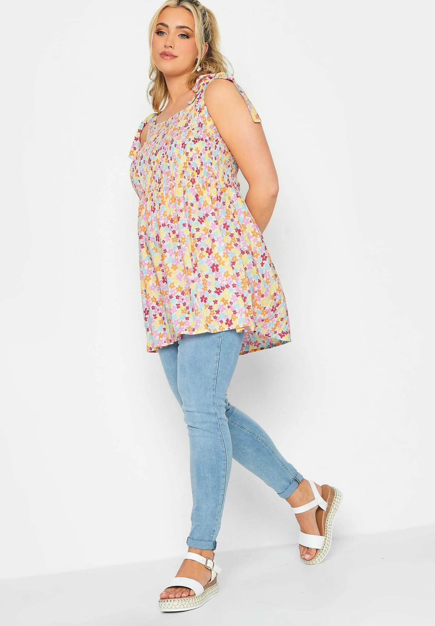 Ditsy Floral Print Peplum - Blusa - White - Imagen 2