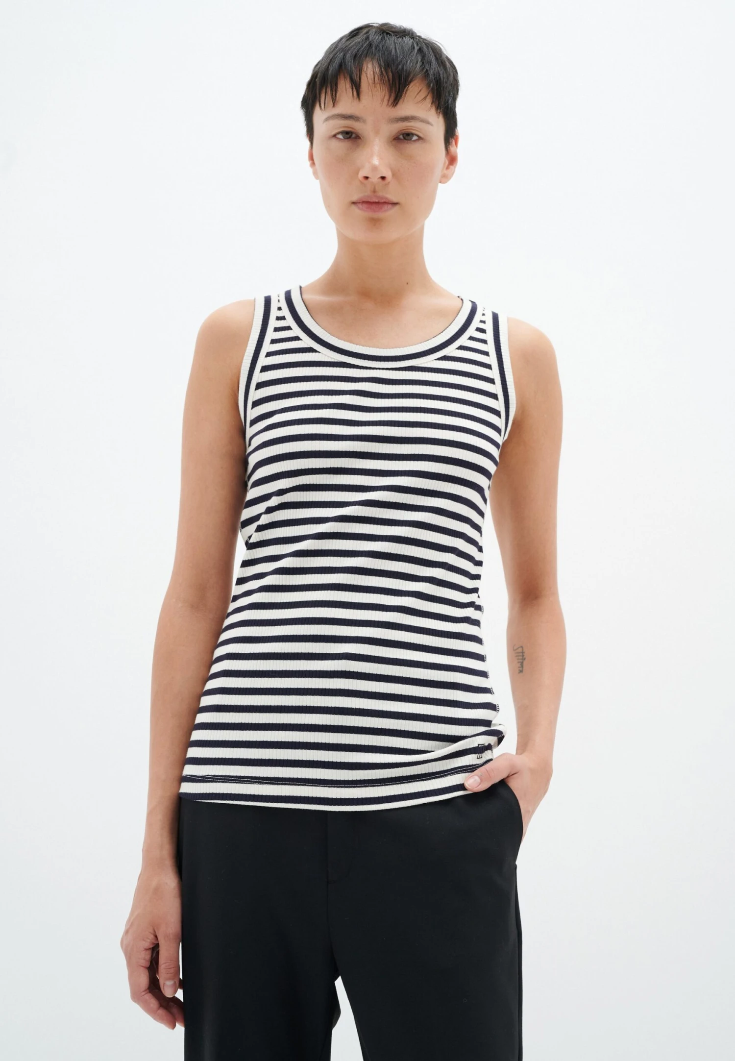 InWear Dagna Striped Tank - Top - Whisper White Midnight Magic