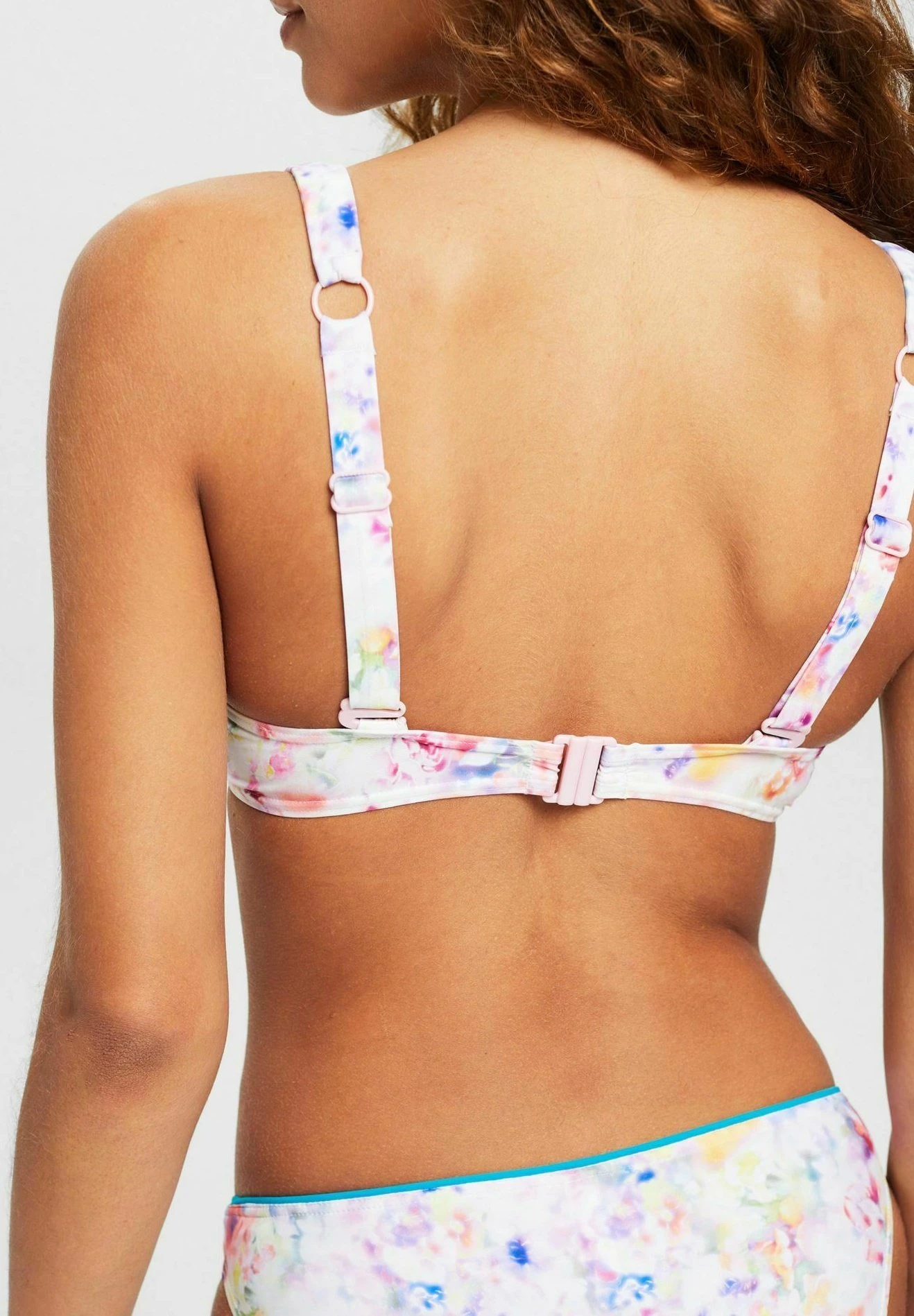 ESPRIT Wattiertes Mit Floralem Print - Top De Bikini - Teal Blue - Imagen 4