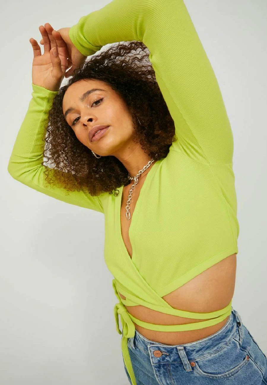 JJXX Jx Frances Wrap - Camiseta De Manga Larga - Lime Punch - Imagen 4