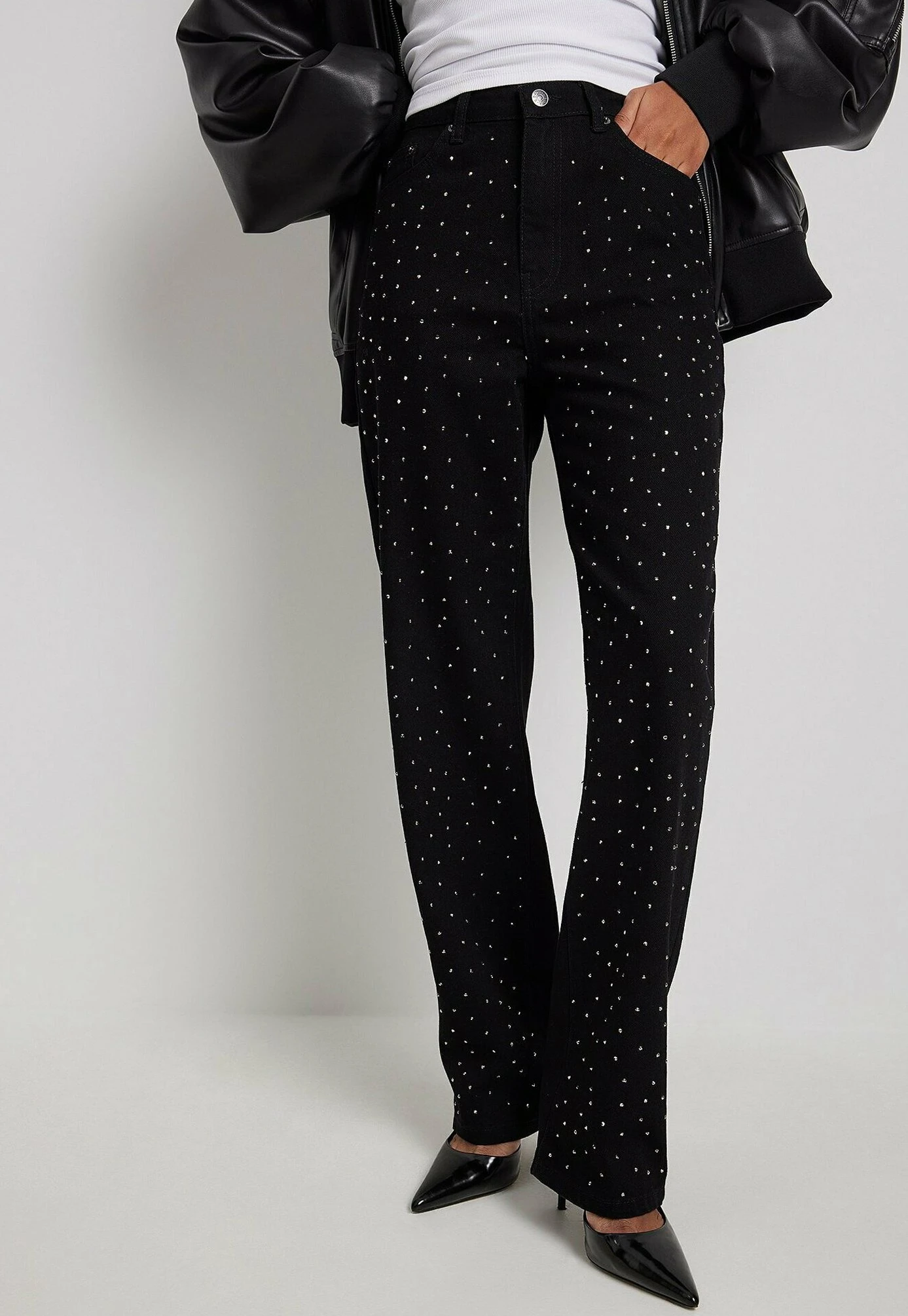 NA-KD Mit Geradem Bein - Vaqueros Rectos - Black