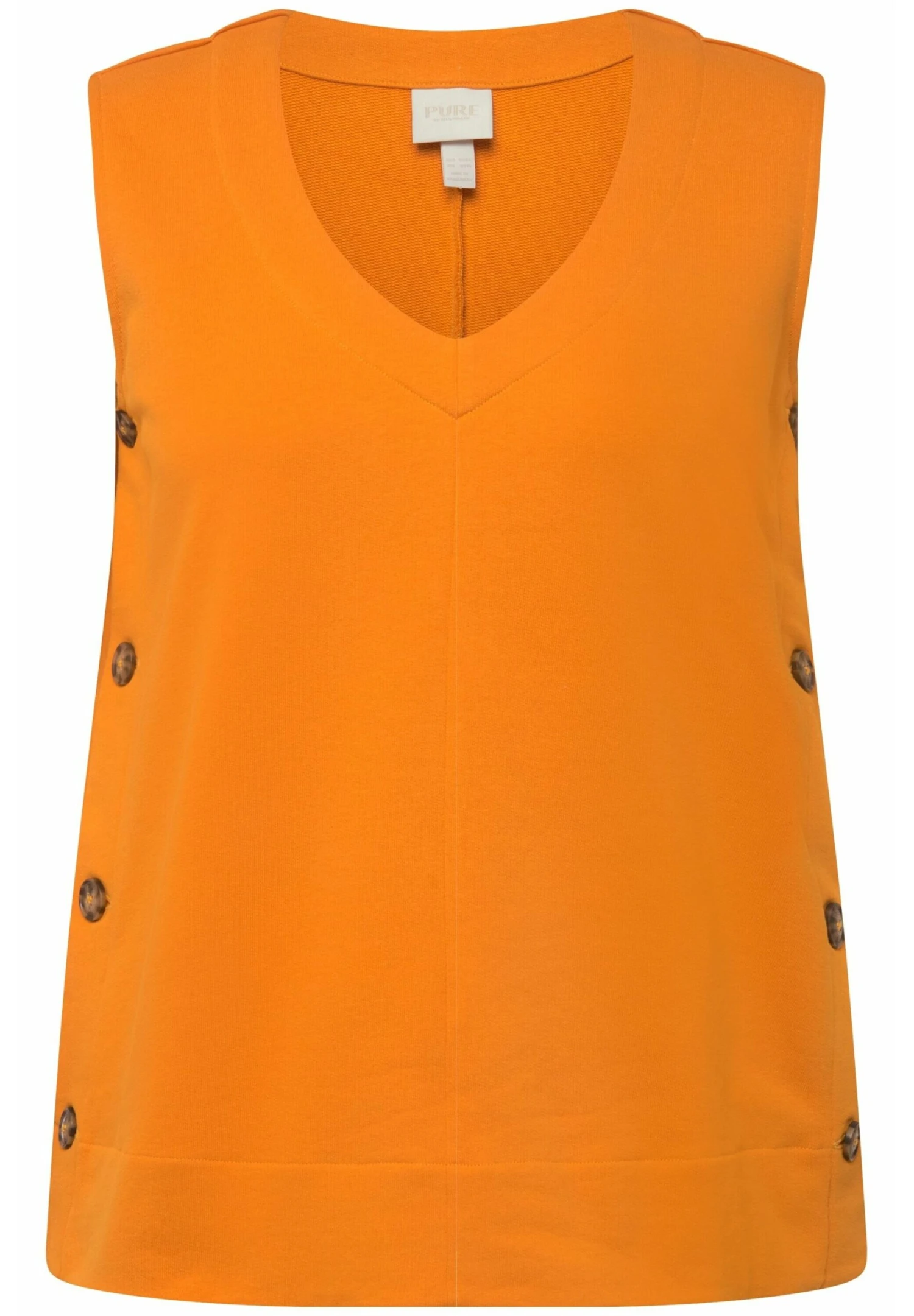 Ulla Popken Sans Manches En Boutons Sur Les Côtés Col V - Top - Mandarine Brillante - Imagen 5