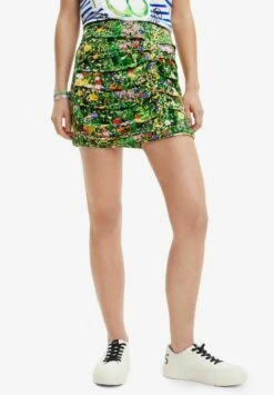 Desigual Draped Floral - Minifalda - Green