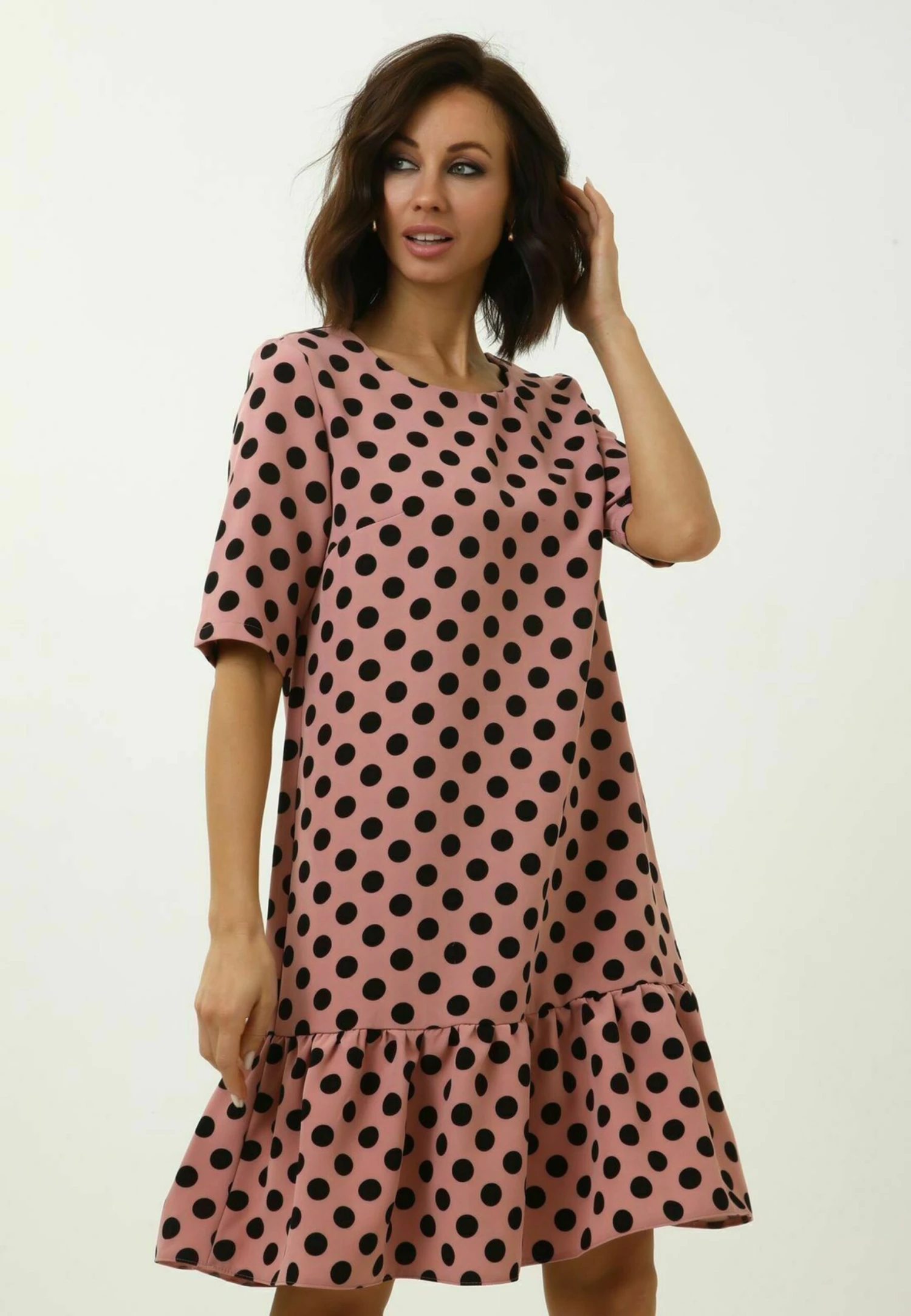 Dreiviertelarm Gerade Mini - Vestido Informal - Salmon