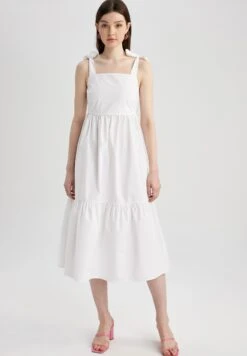 DeFacto Tiered - Vestido Informal - White