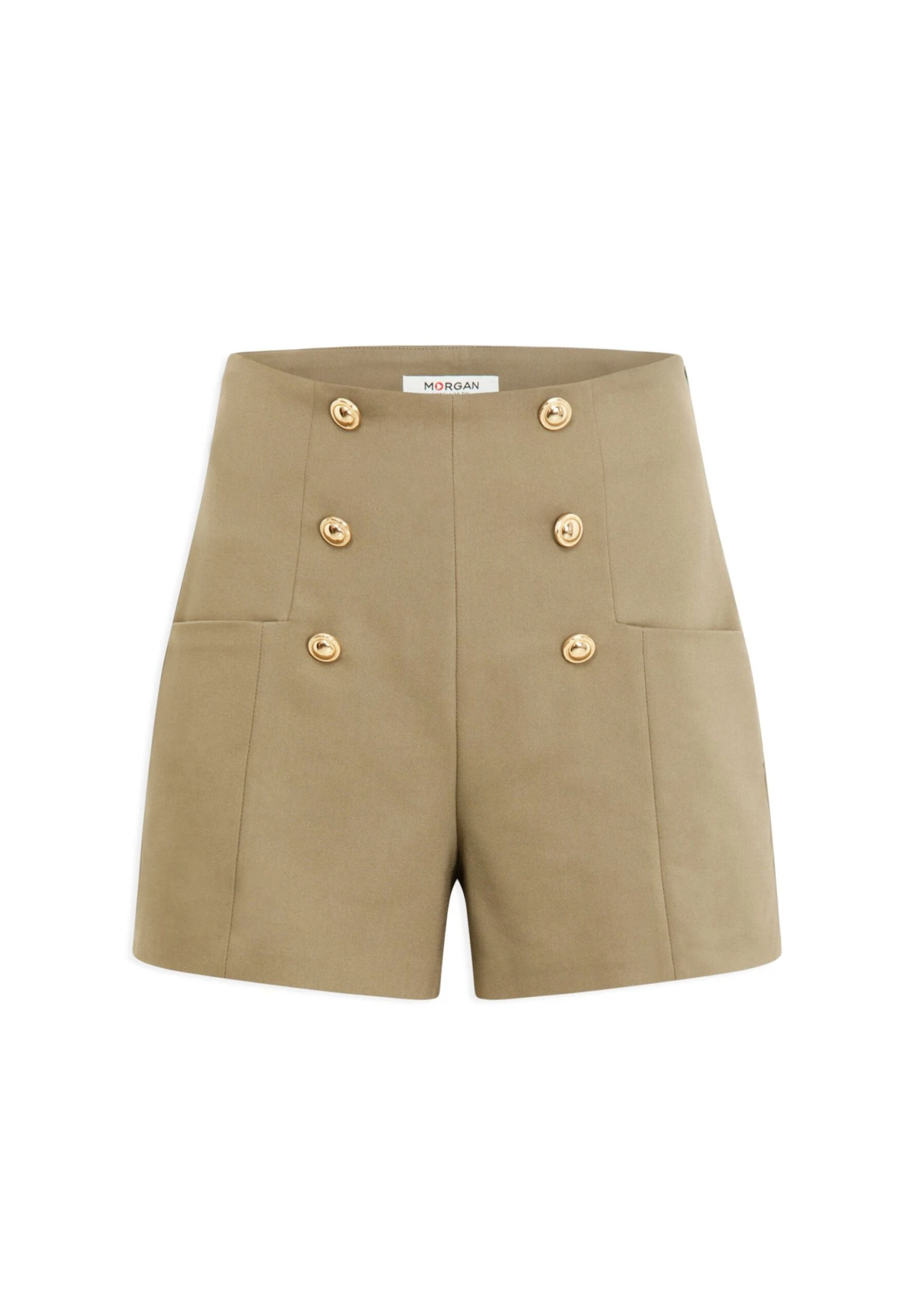 MORGAN Straight City With Buttons - Shorts - Mottled Green - Imagen 5