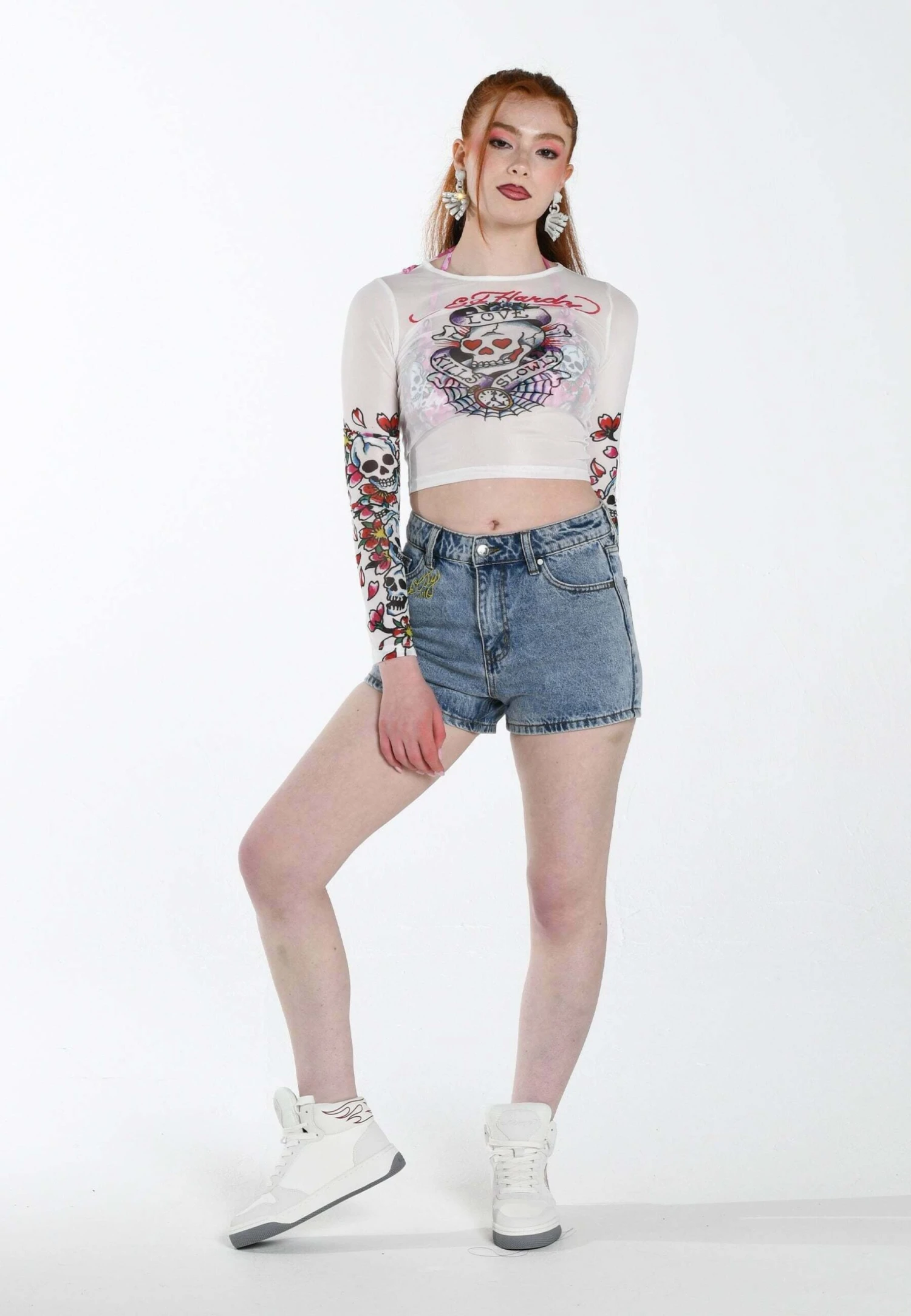 Ed Hardy Nyc Lover- Shorts Vaqueros - Bleach - Imagen 2