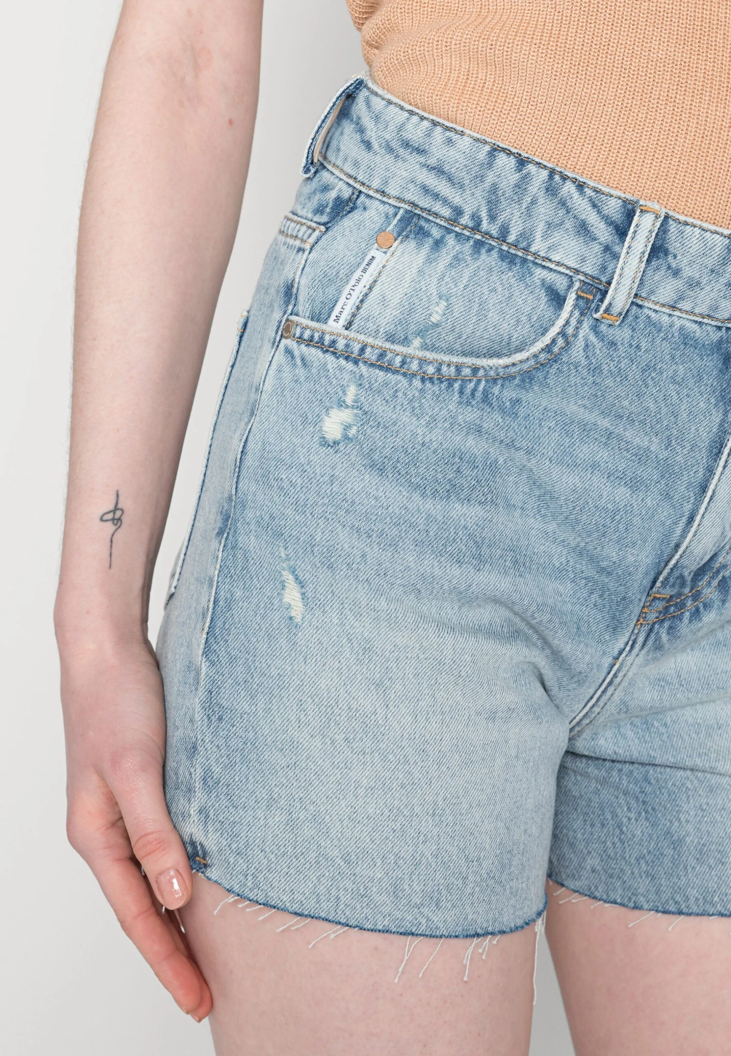 Marc O'Polo DENIM High Waist Slight A-Shaped Fit Mini Length Open - Shorts Vaqueros - Multi/Tinted Cobalt Blue - Imagen 5