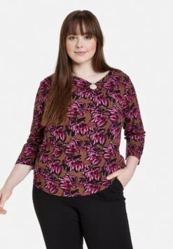 3/4 Arm RundhalsMit Ring-Detai - Camiseta De Manga Larga - Rustic Oak Gemustert