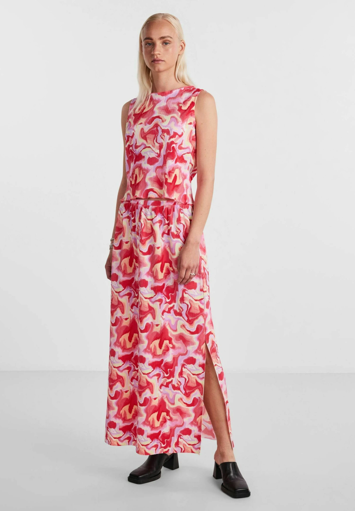 Pieces Pcmuna - Falda Larga - Hot Coral - Imagen 2