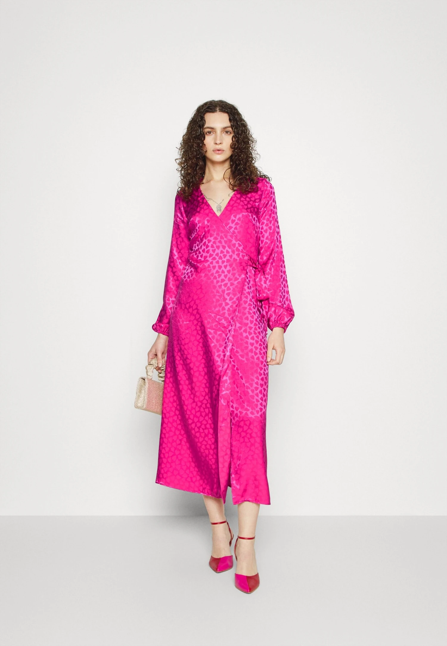 Heart Wrap Dress - Vestido De Cóctel - Pink - Imagen 2