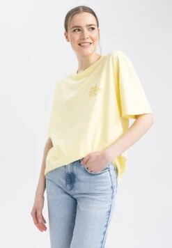 DeFacto Oversize Fit - Camiseta Estampada - Yellow