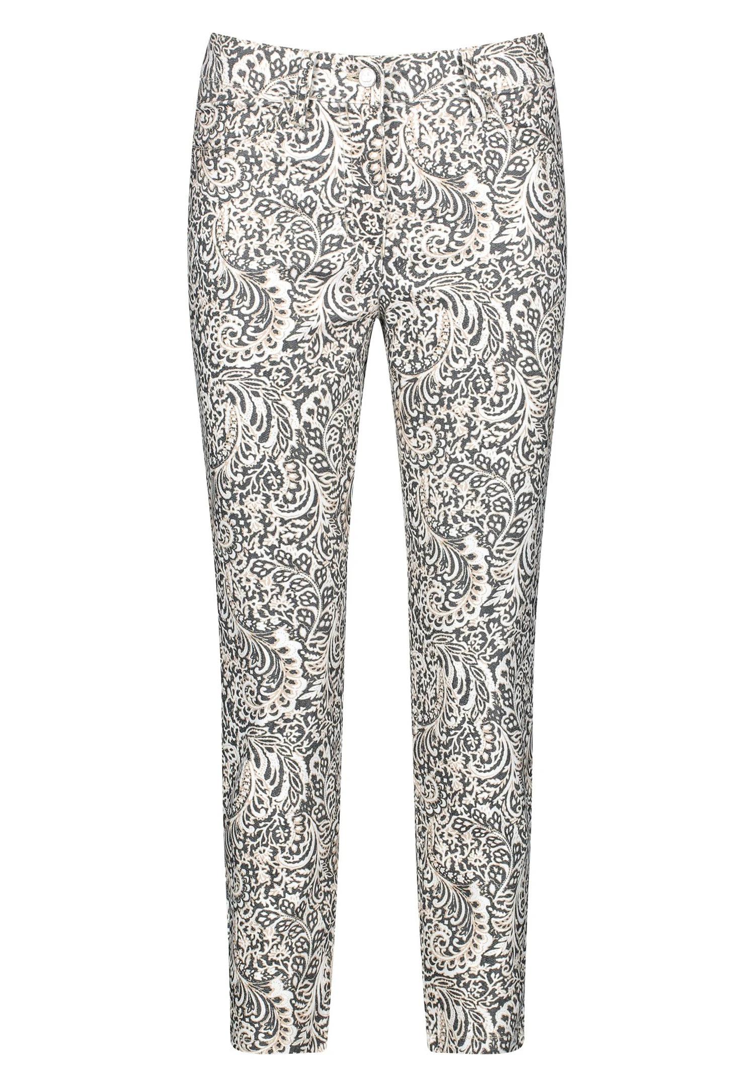 Gerry Weber Verkürzt Gemustert Best4Me - Vaqueros Slim Fit - Schwarz/Ecru Weiss Druck - Imagen 5