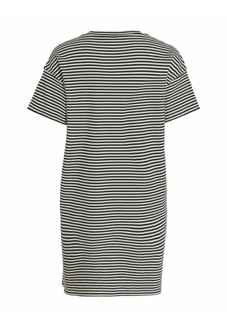 Vila Mit Kurzen Ärmeln Gestreiftes - Vestido De Punto - Black - Imagen 7