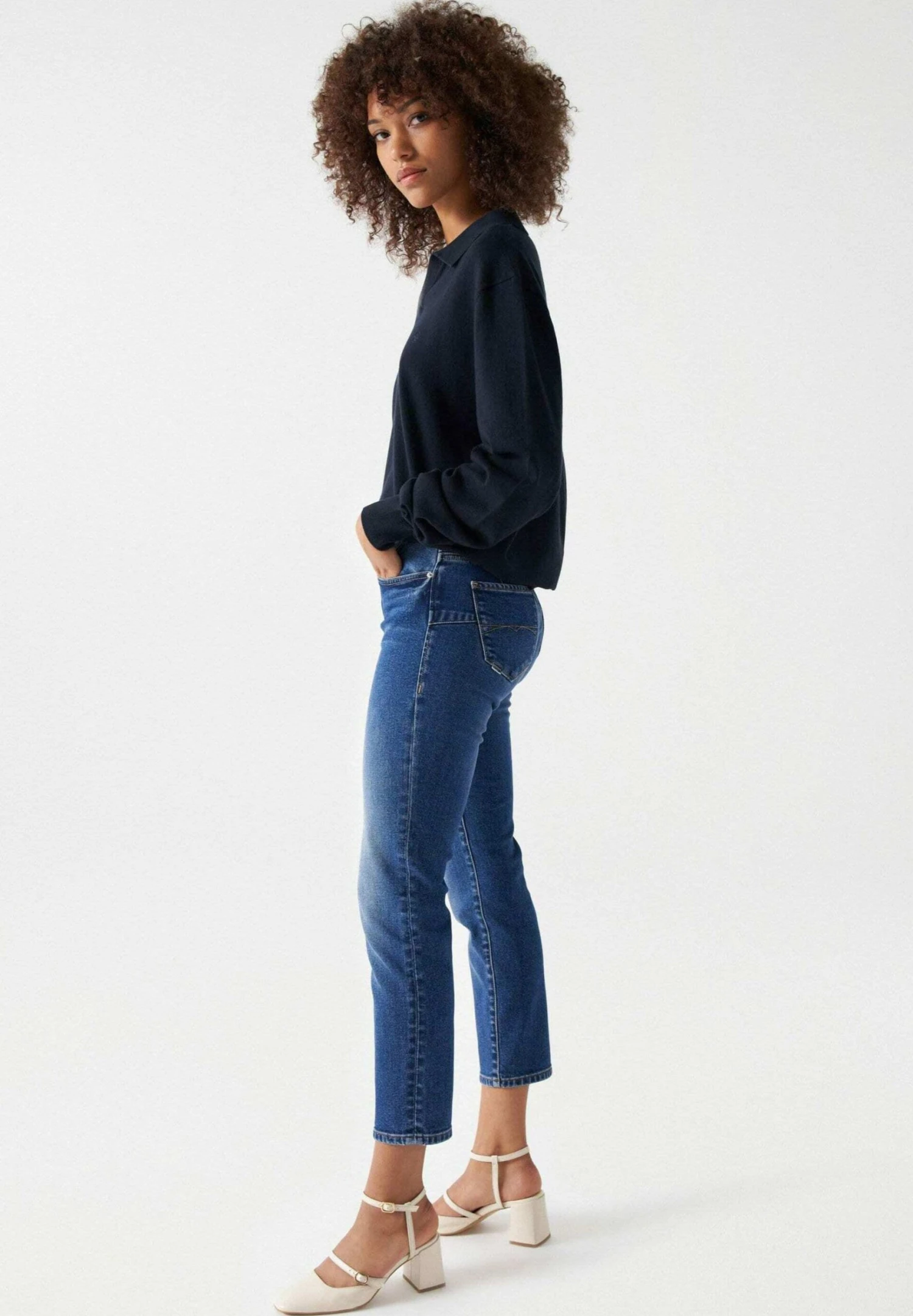 Destiny Push Up Cropped - Vaqueros Slim Fit - Blue - Imagen 4