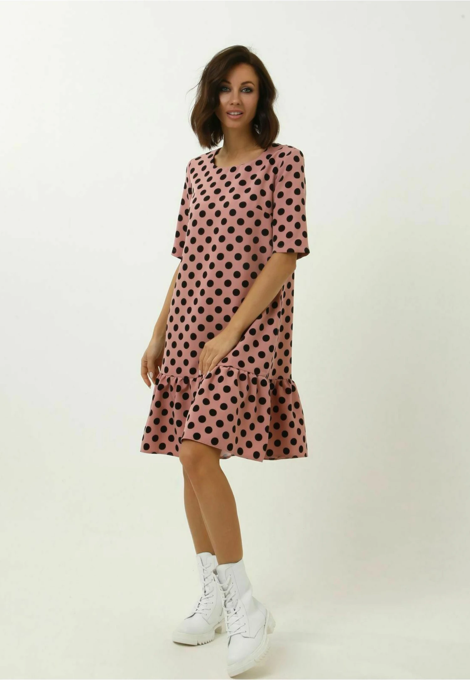 Dreiviertelarm Gerade Mini - Vestido Informal - Salmon - Imagen 2