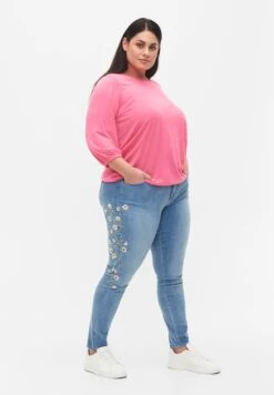 Zizzi Extra Sanna Mit Stickerei - Vaqueros Slim Fit - Light Blue