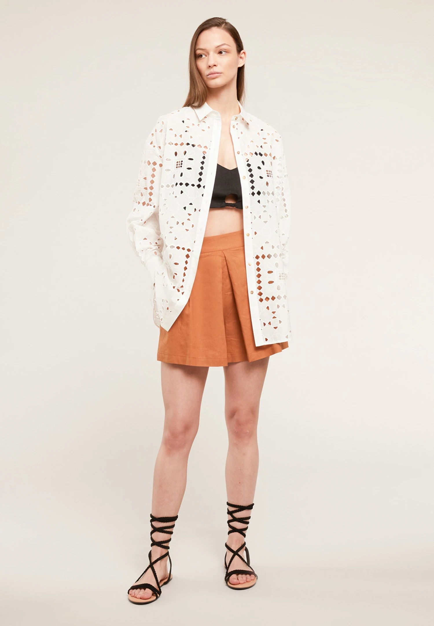 Con Pieghe - Shorts - Marrone - Imagen 2