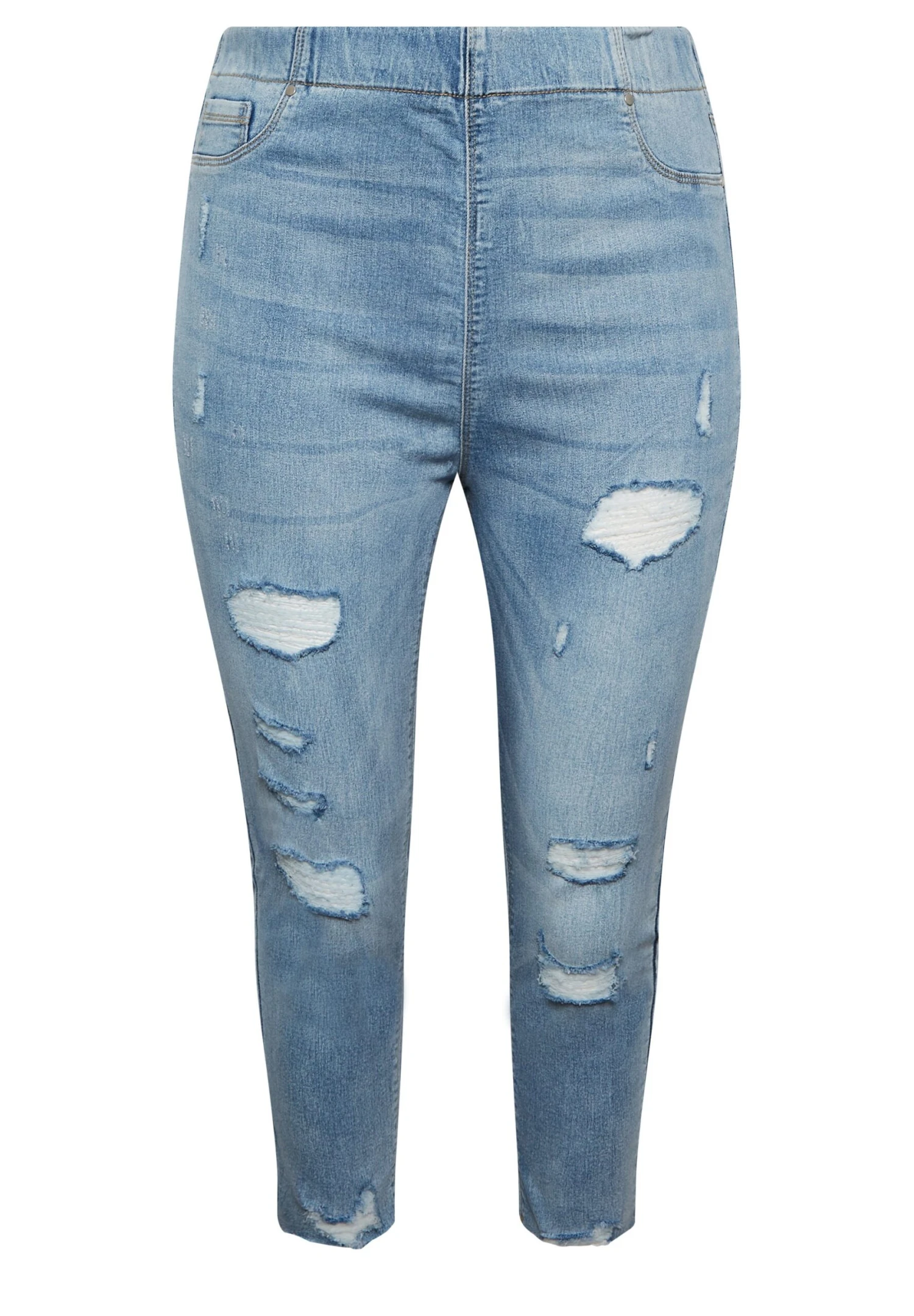 Ripped Cropped- Jeggings - Mid Blue - Imagen 3