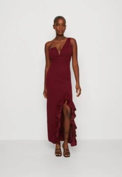 Wal G Soya One Shoulder Maxi Dress - Vestido Ligero - Berry Wine
