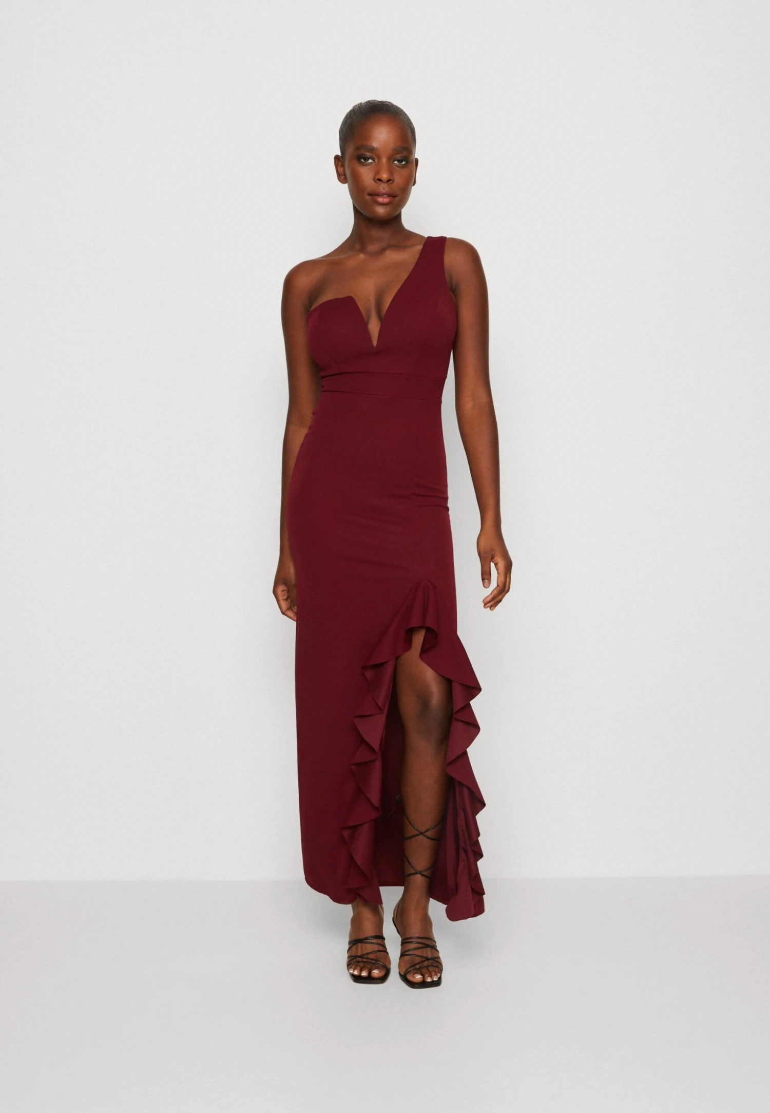 Wal G Soya One Shoulder Maxi Dress - Vestido Ligero - Berry Wine