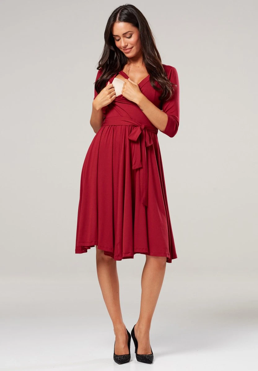 Z Wiązaniem W Talii - Vestido Informal - Rotwein - Imagen 5