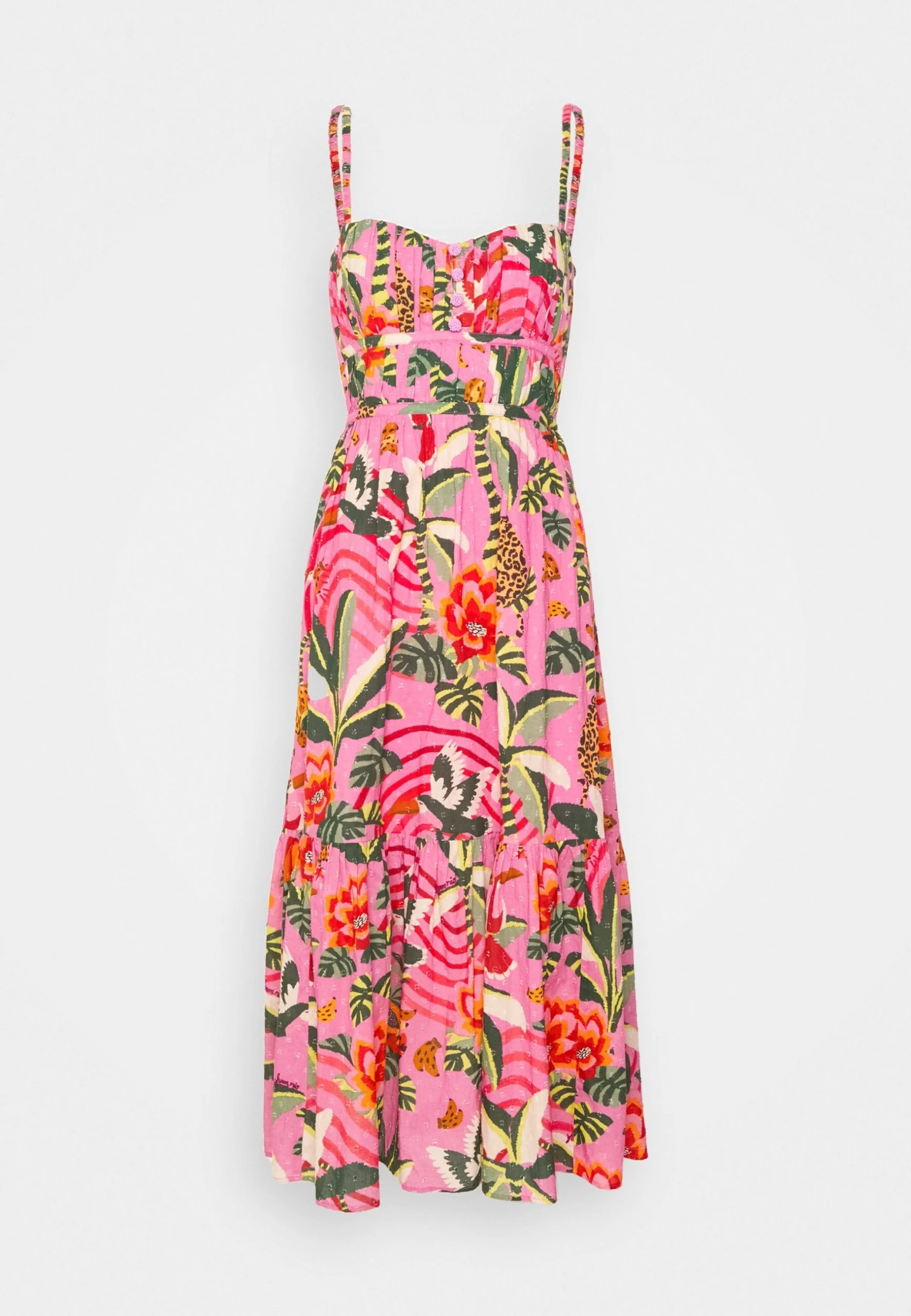 Farm Rio Leopard Midi Dress - Vestido Informal - Forest Pink - Imagen 5