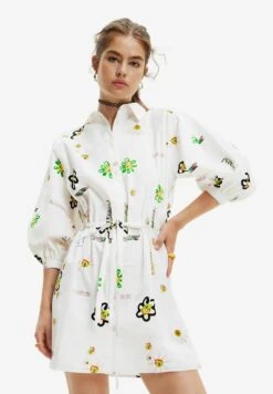 Desigual Shorsleeve Rhinestone - Vestido Camisero - White