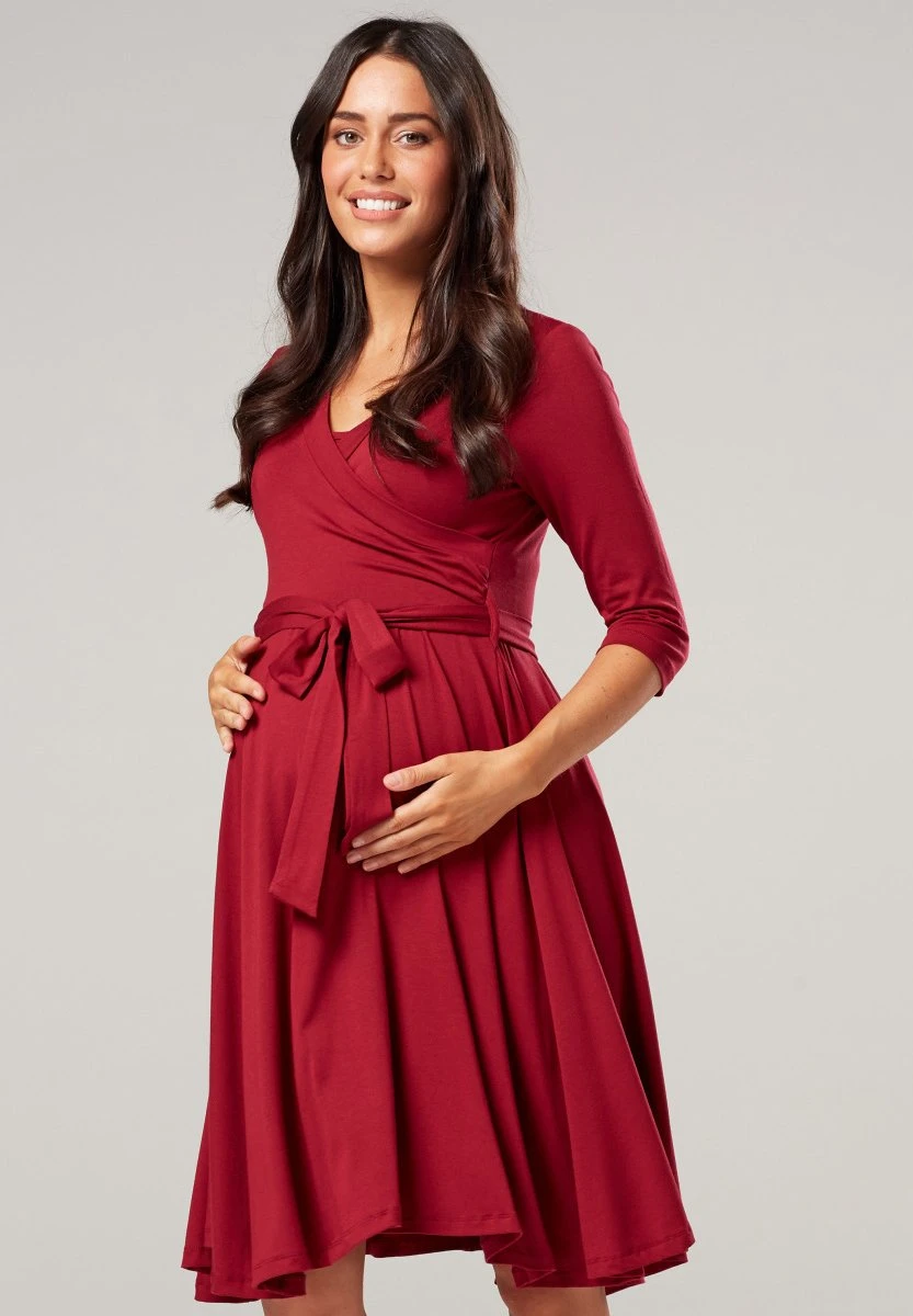 Z Wiązaniem W Talii - Vestido Informal - Rotwein - Imagen 4