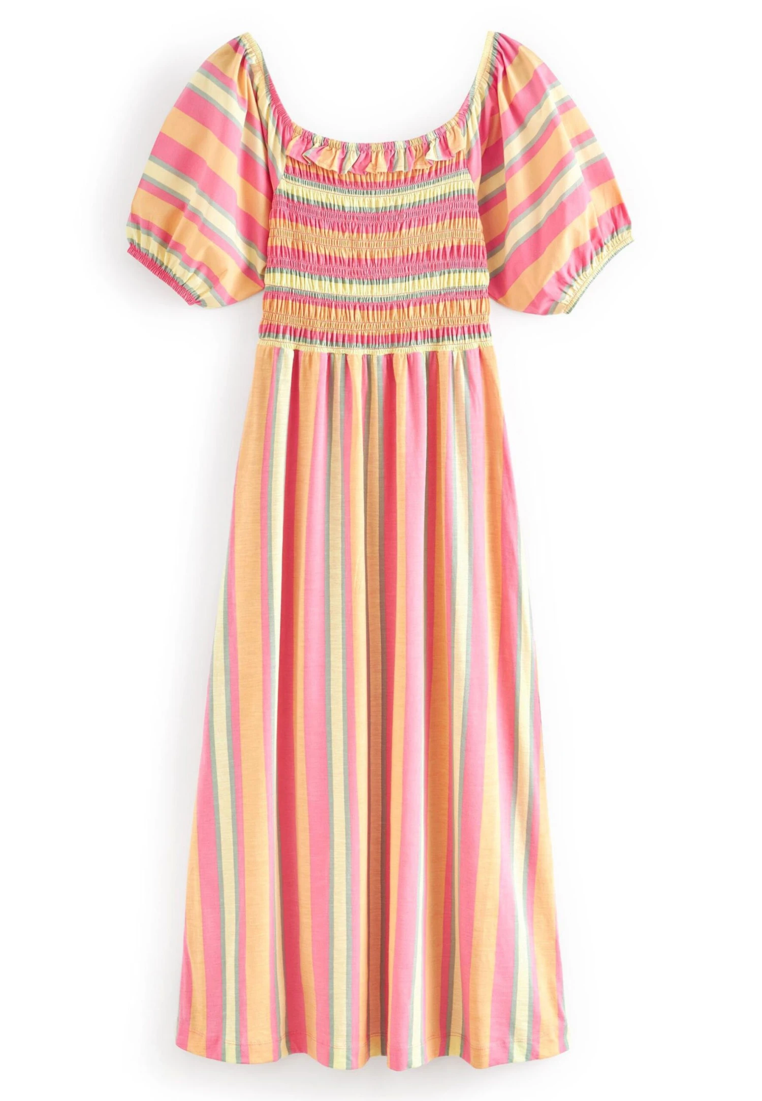 Next Puff Sleeve Square Neck Midi Standard - Vestido Largo - Pink Stripe - Imagen 5