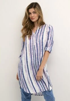 Kaffe Kaida- Vestido Camisero - Blue Purple Stripe