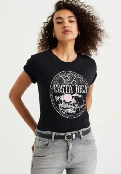 WE FASHION Met Opdruk - Camiseta Estampada - Black