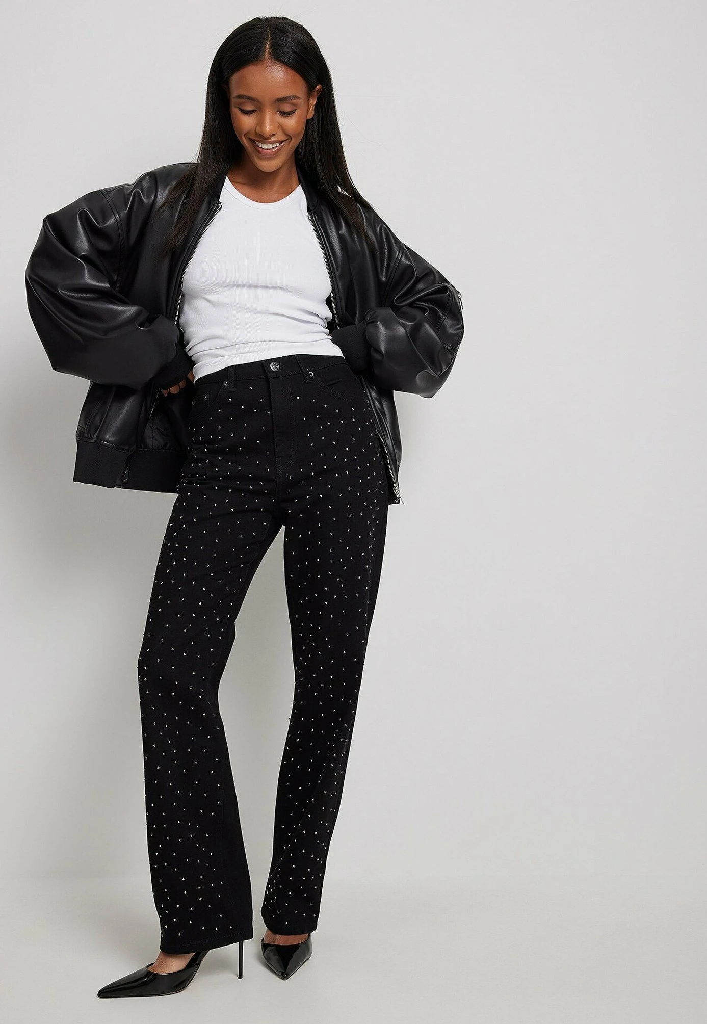 NA-KD Mit Geradem Bein - Vaqueros Rectos - Black - Imagen 2