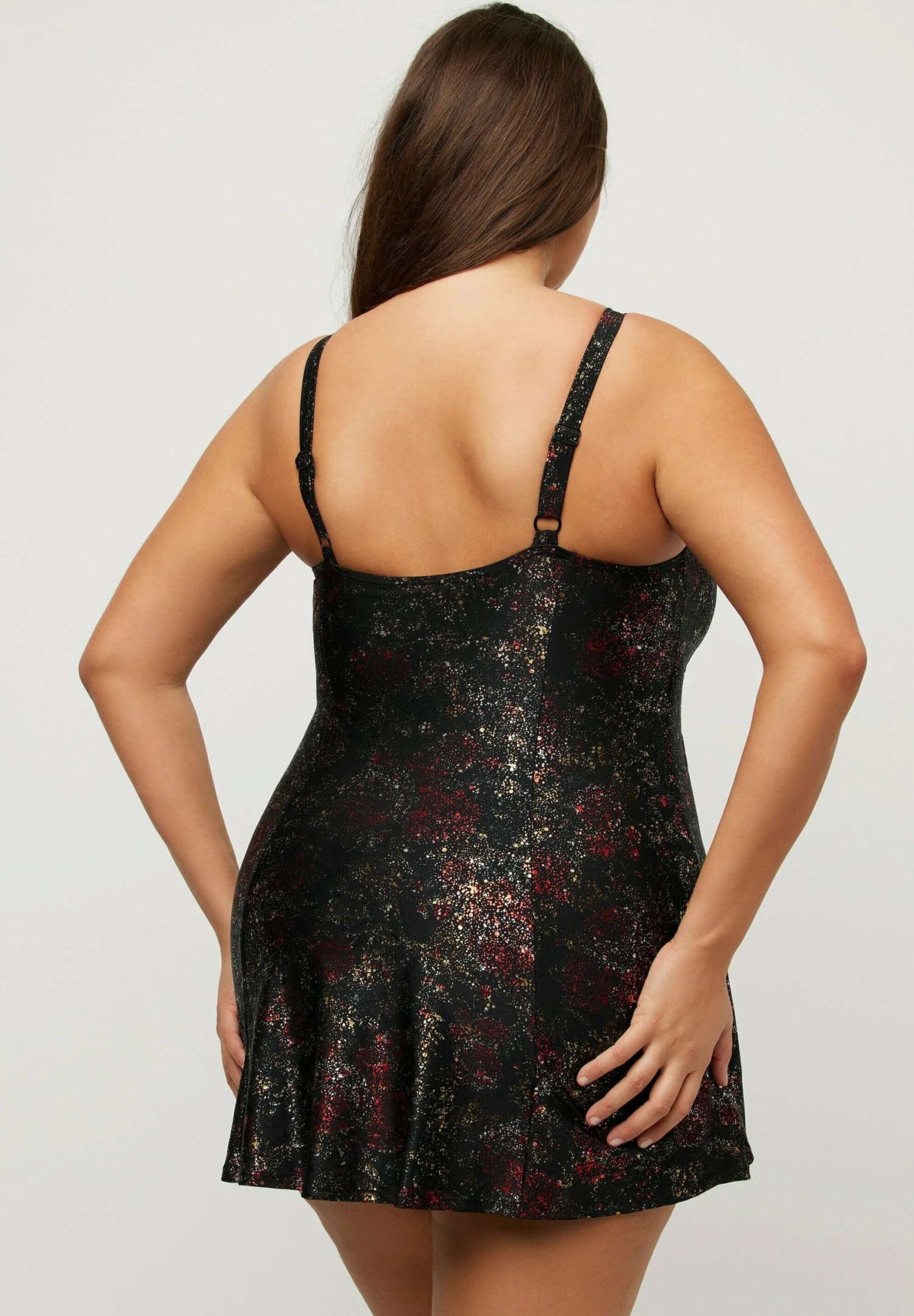 Ulla Popken Shimmer Print Split - Bañador - Black - Imagen 3