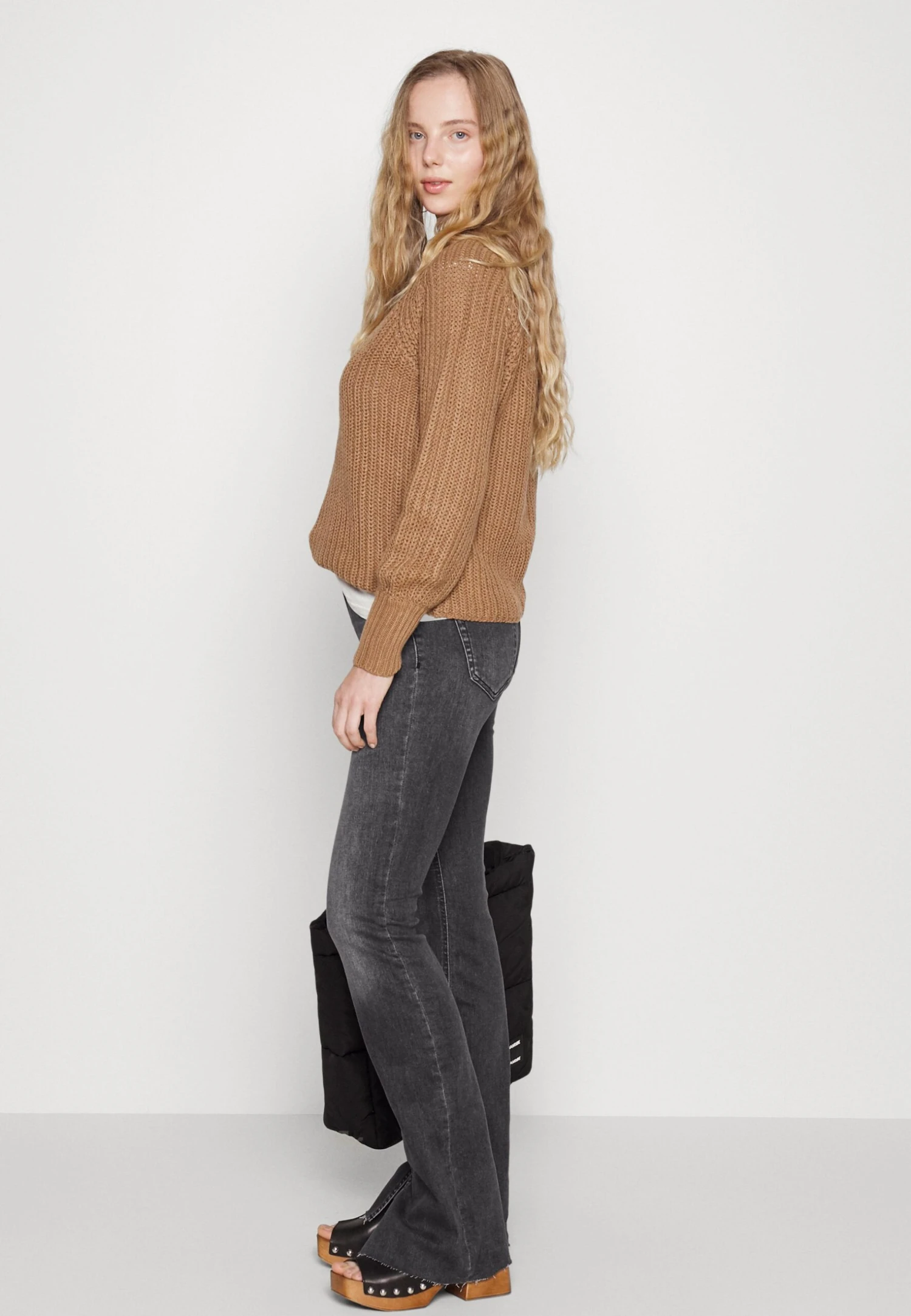 ONLY Onlblush Slit - Vaqueros A Campana - Black Denim - Imagen 4