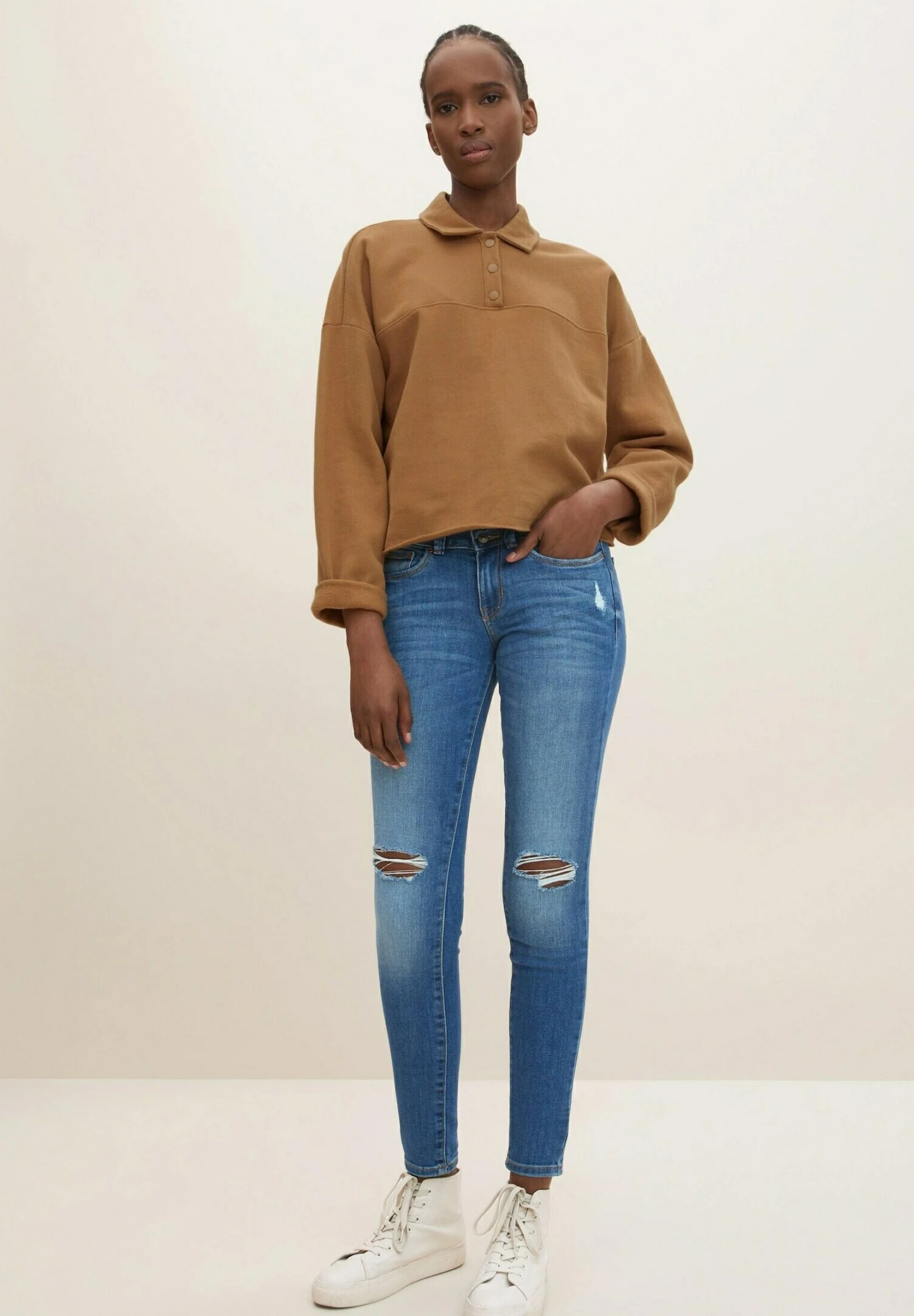 TOM TAILOR Denim Jona - Vaqueros Pitillo - Destroyed Mid Stone Blue Denim - Imagen 2