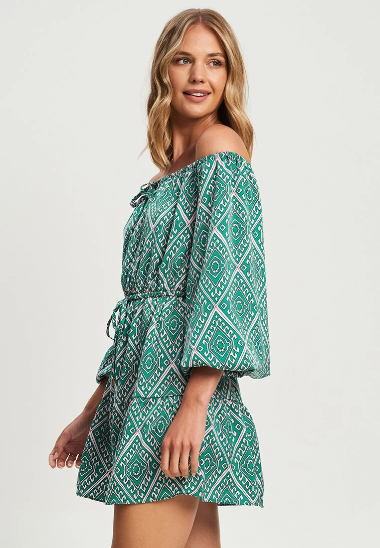 Calli Nataly - Vestido Informal - Green Abstract Print - Imagen 4